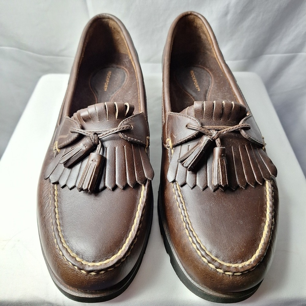 ROCKPORT Kiltie Tassel Loafer Men Sz 11.5M Brown Leather Slip-On Comfort DMX EUC - Picture 3 of 10